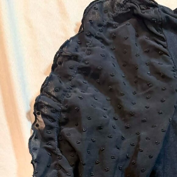 Ava James Black 3/4 Puff Sleeves Silky Soft Black Dress SIZE SMALL - Picture 3 of 10